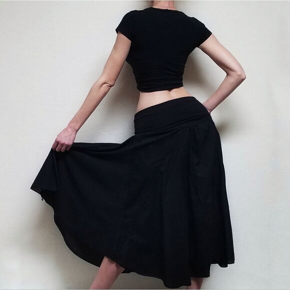Vintage Y2K Bisou Bisou Michelle Bonbot Black Asymmetrical Patchwork Midi Skirt - Picture 3 of 16